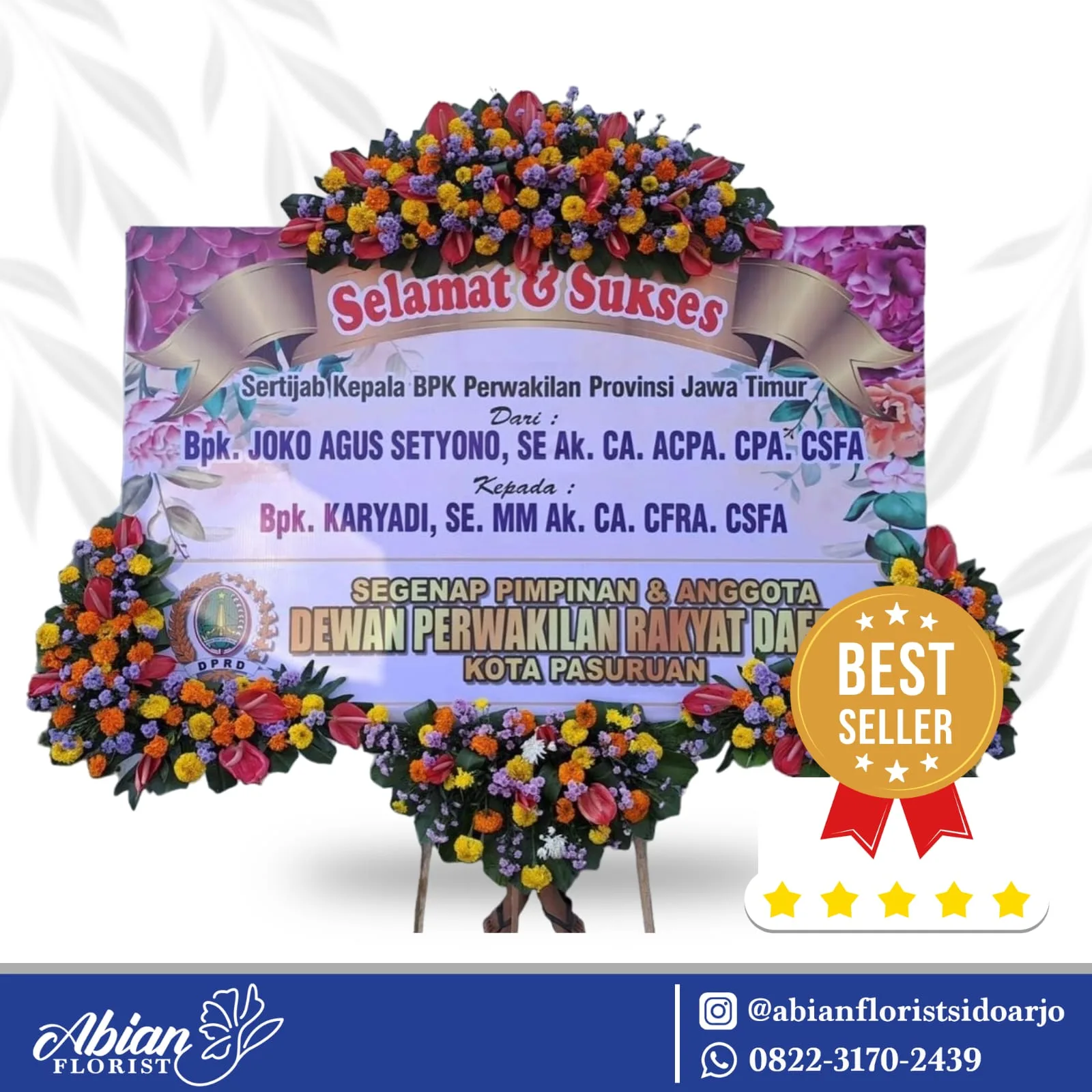 papan bunga selamat sukses Abian Florist Sidoarjo