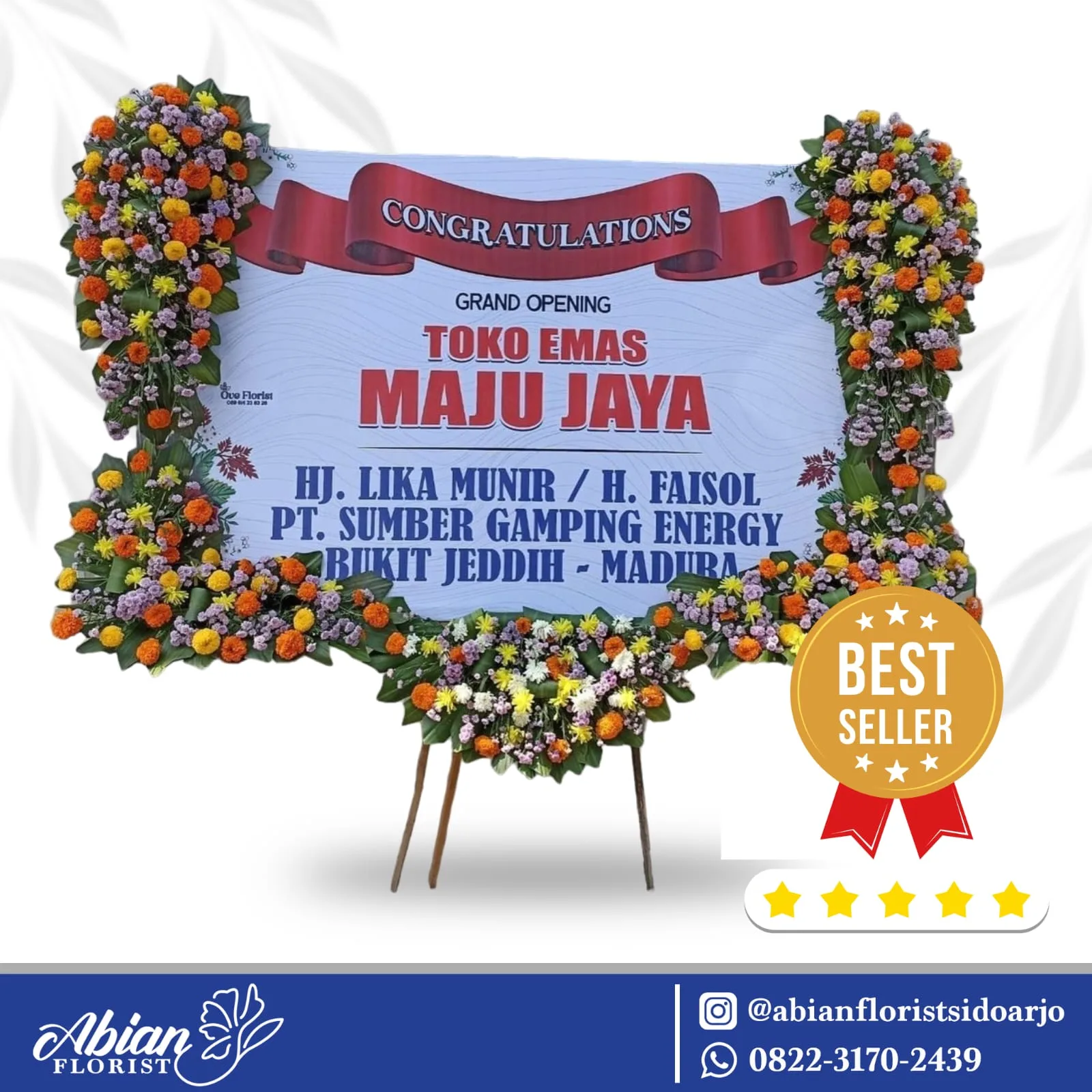 papan bunga selamat sukses abian florist sidoarjo