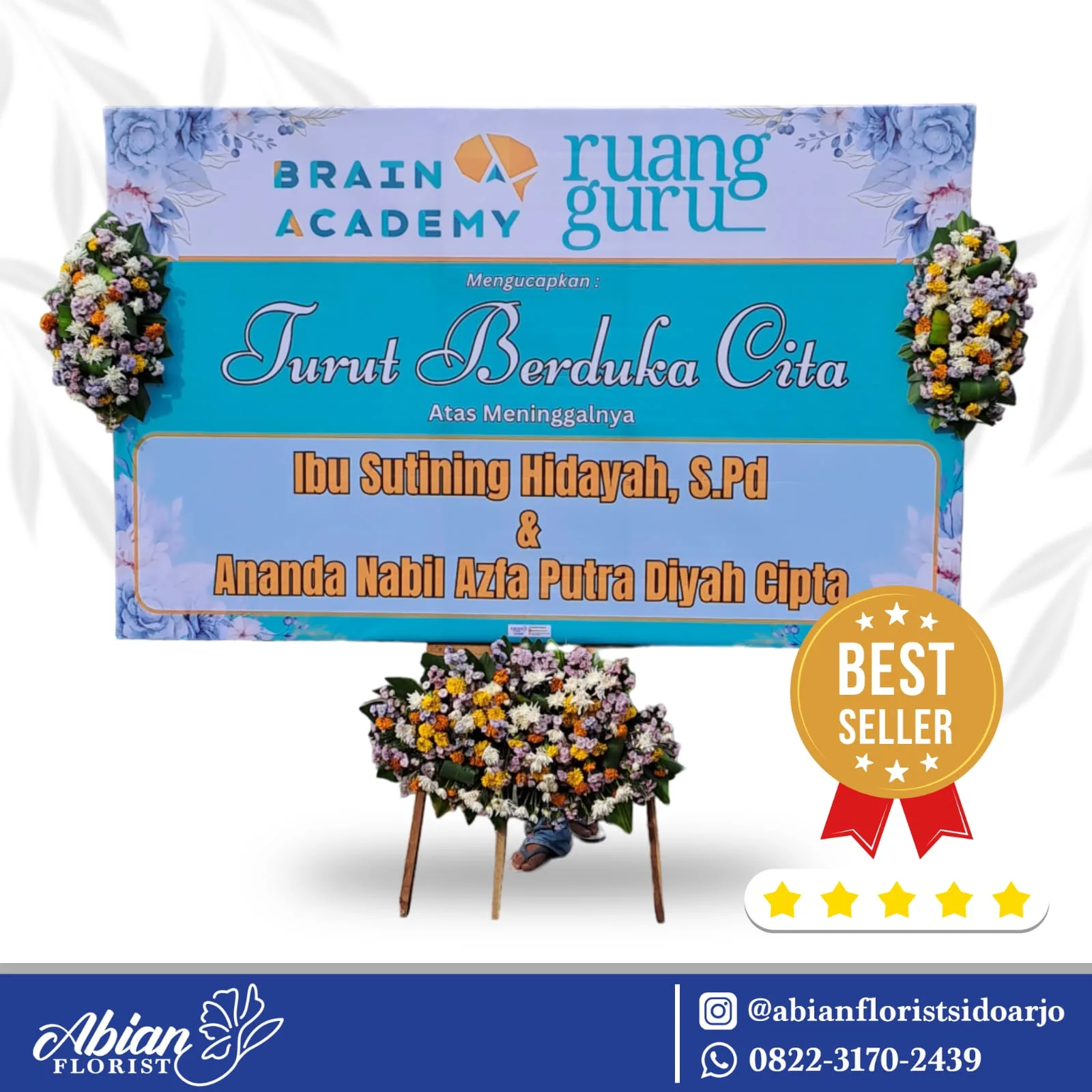 papan bunga duka cita Abian Florist Sidoarjo