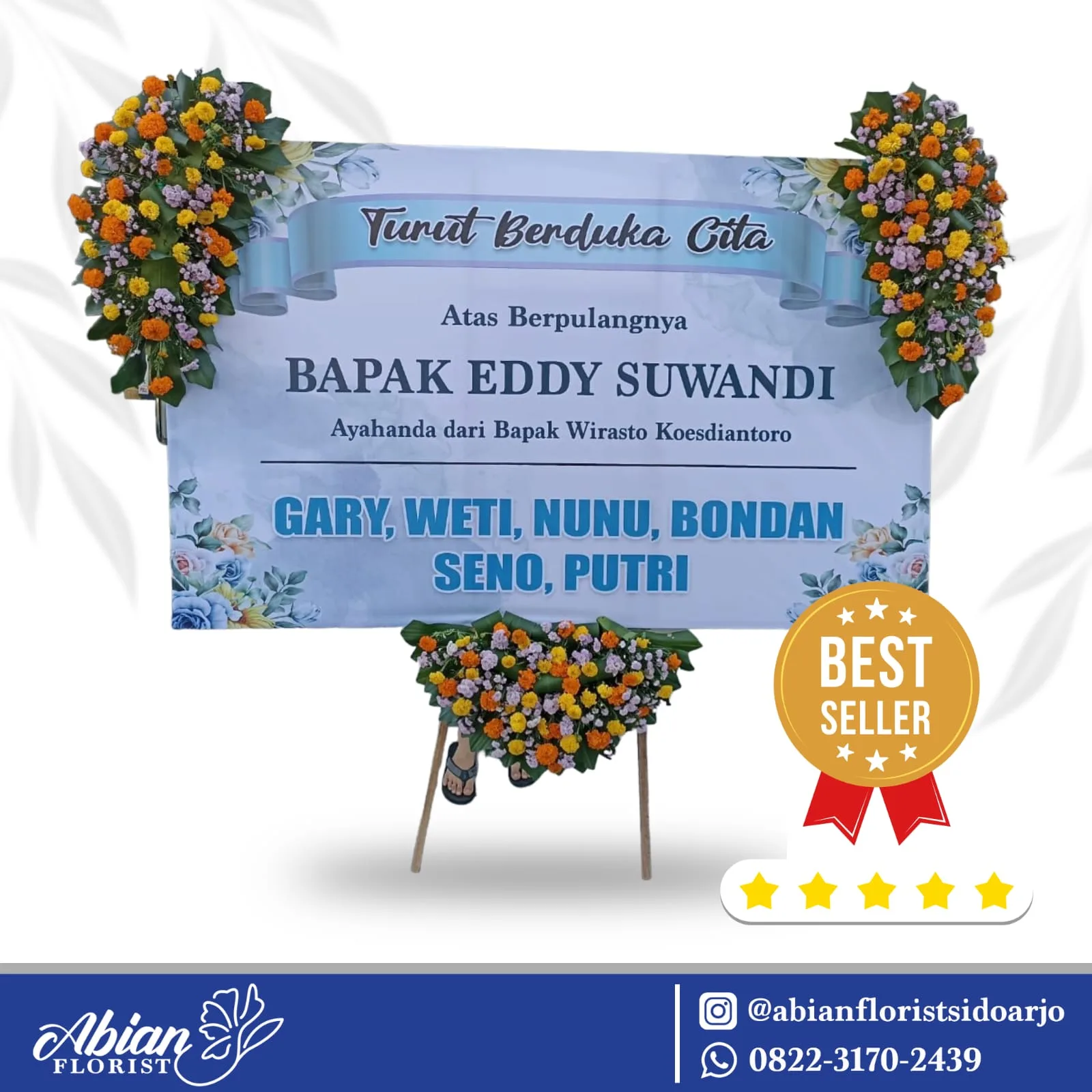 Papan Bunga Duka Cita Abian Florist Sidoarjo